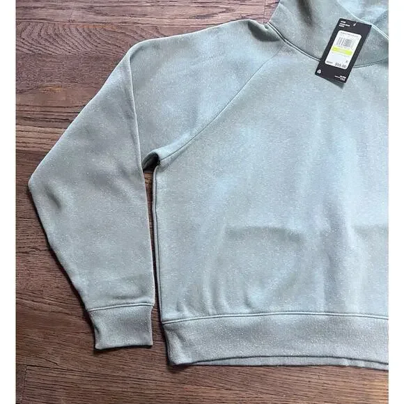 Under Armour Rival Fleece Wrap Neck Pullover Green Gray Speckled Womens Medium - Picture 12 of 15